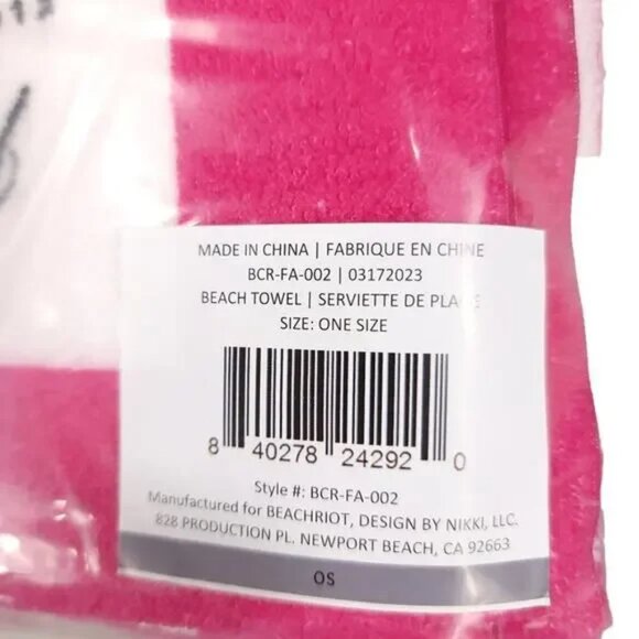 BEACH RIOT BEACH CLUB Pink & Orange Striped Luxury Beach Towel NEW IN PACKAGE! - Picture 8 of 10
